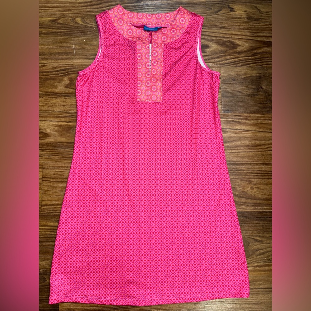 Cabana Life Pink V-neck Sleeveless Tunic Retro Geo Dress M - Picture 10 of 14